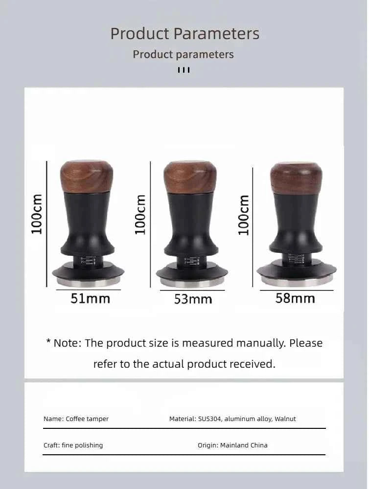 Walnut Spring-Loaded Espresso Tamper