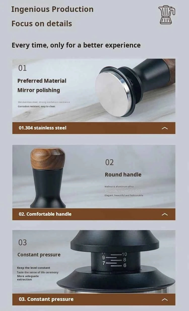 Walnut Spring-Loaded Espresso Tamper